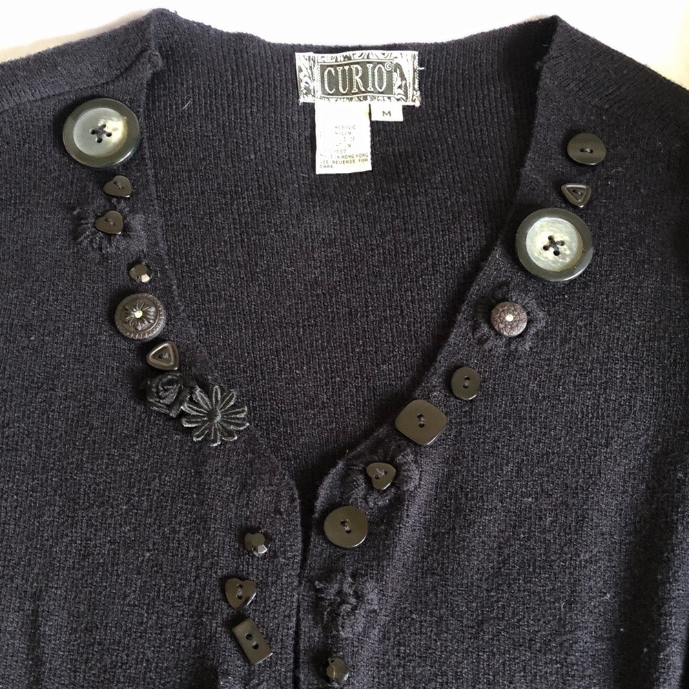Curio Black Embellished V-Neck Cardigan